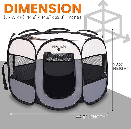 Miniatura 2 de SereneLife Corralito de 8 paneles para perros y gatos con cuenco de comidaagua, parque de juegos de malla para cachorros, casa de mascotas en