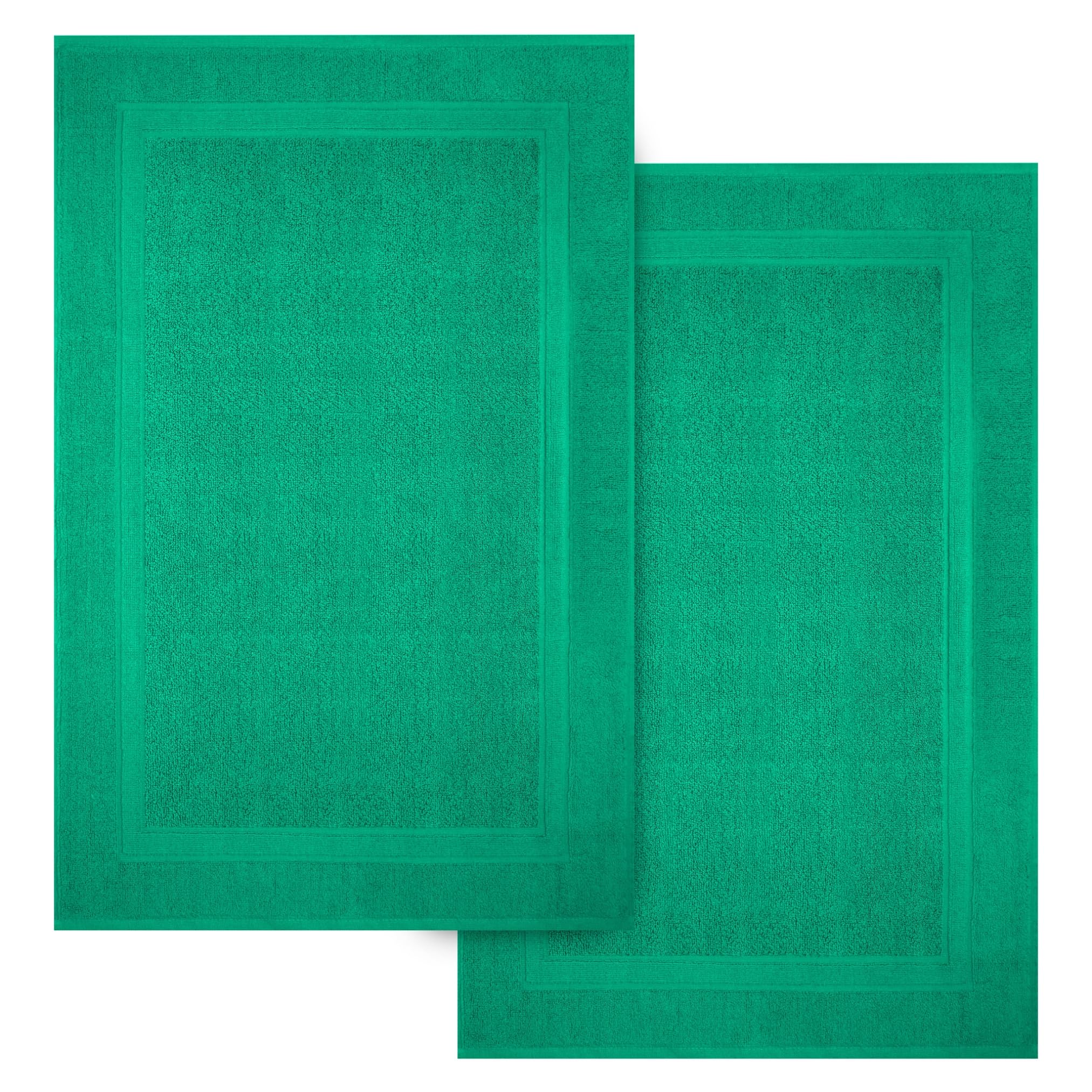 Infinitee Xclusives Premium Cotton Bath Mats for Bathroom Pack of 2 |86x55 cm| Ultra Soft, Super Absorbent, Non-Slip, Machine Washable Mats |Vivid Green| [Not a Rug]