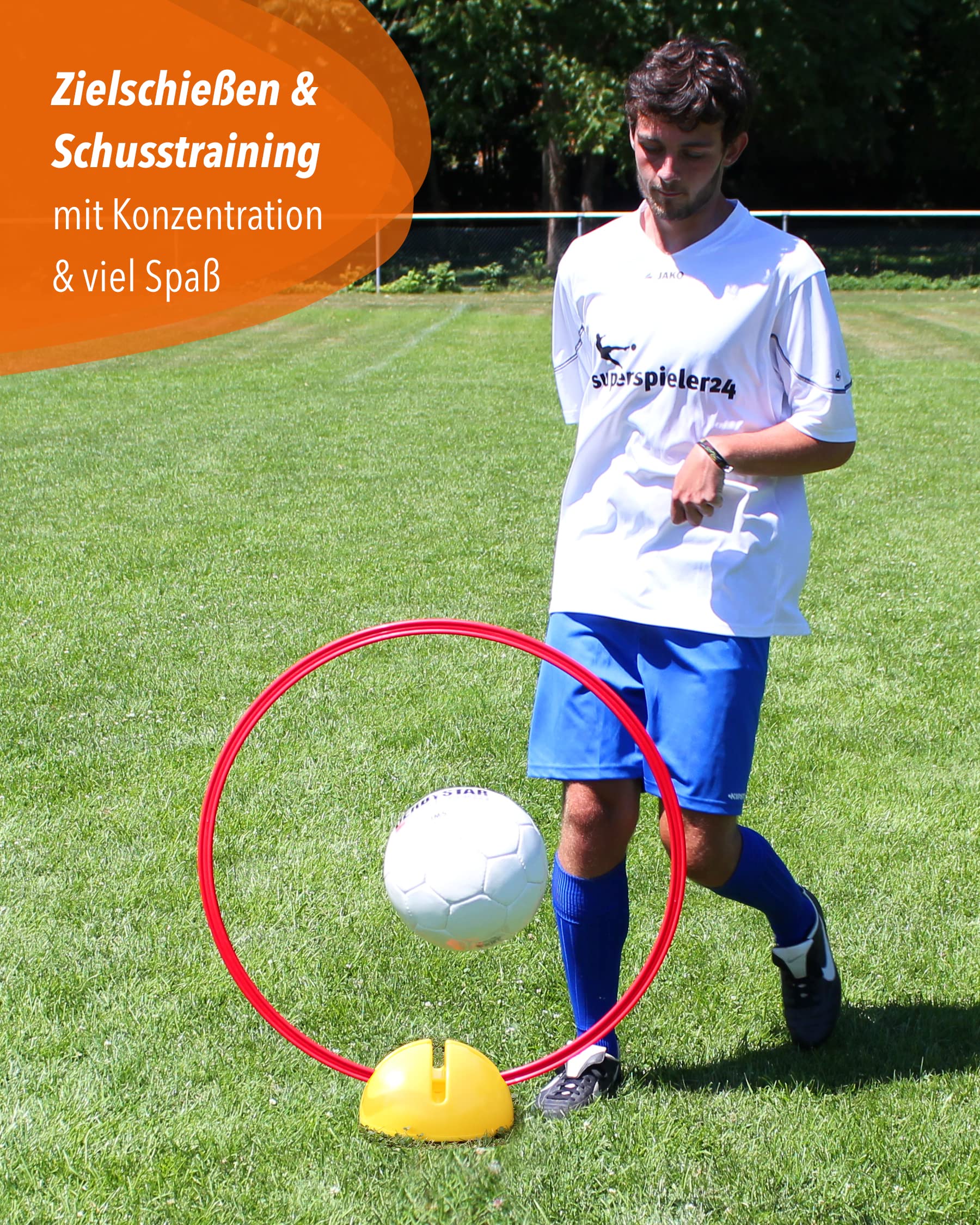 Kombi-X-Standfuß & Kombi-Ring 70 – 4er Set – Multi-Fuß zum Aufbau von Sprung- & Hürden-Parcours – Trainingshilfe für Fußball, Leichtathletik & Hundesport