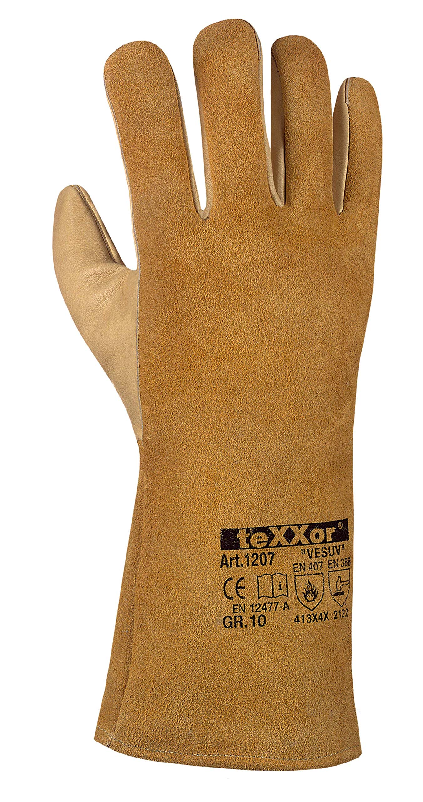 texxor (6 Paar) Handschuhe Schweißerhandschuhe VESUV 6 x beige XL/10