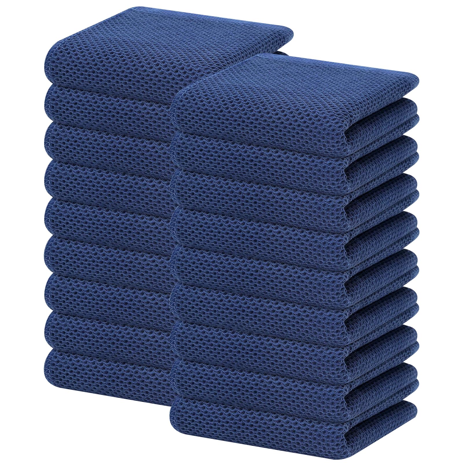 Homaxy 100% Cotton Waffle Weave Kitchen Dish Towels 18-Pack, Navy Blue