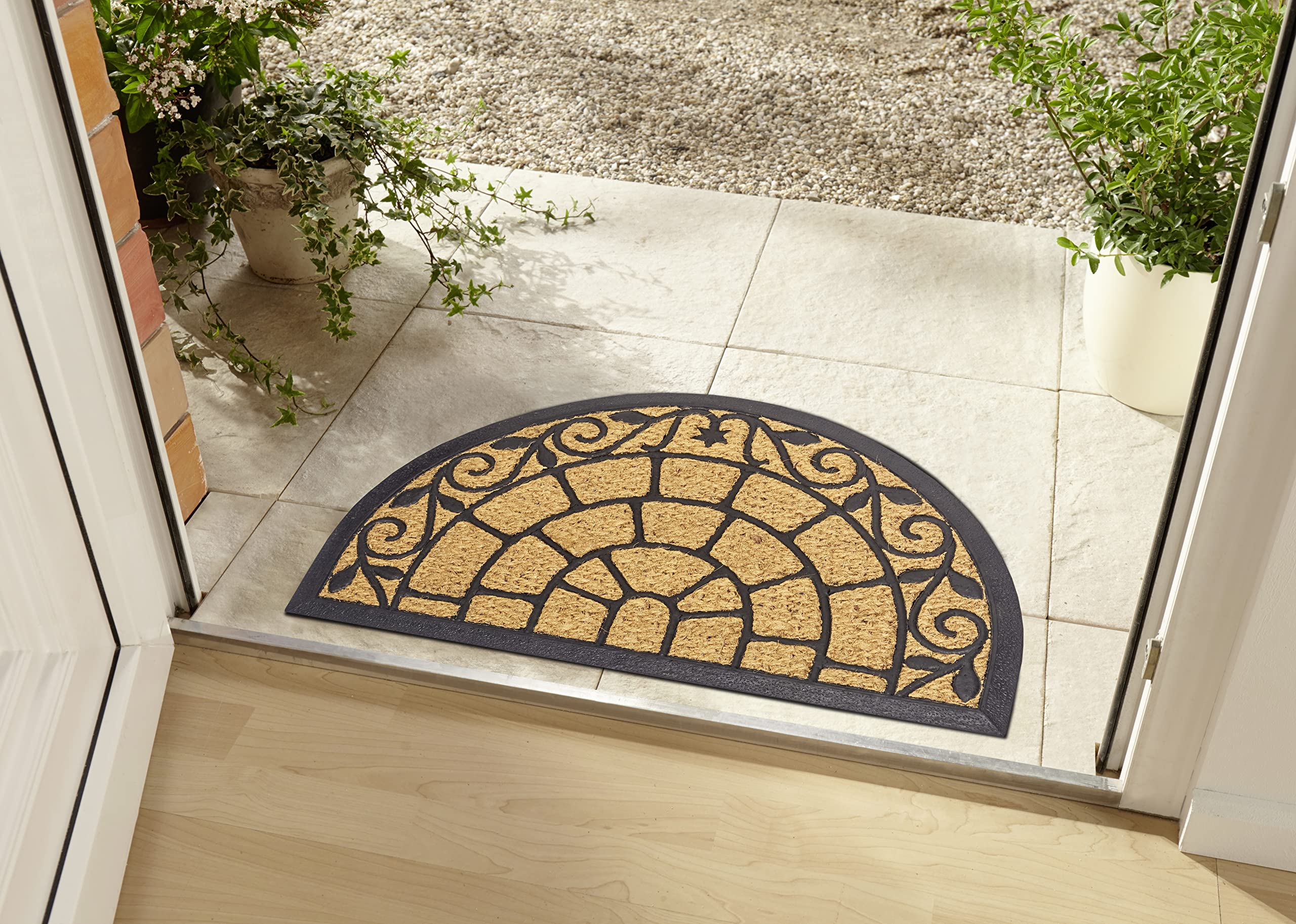 HANSE Home Paillasson Coco Caoutchouc Welcome 45x75cm - Intérieur Extérieur Antidérapant Naturel