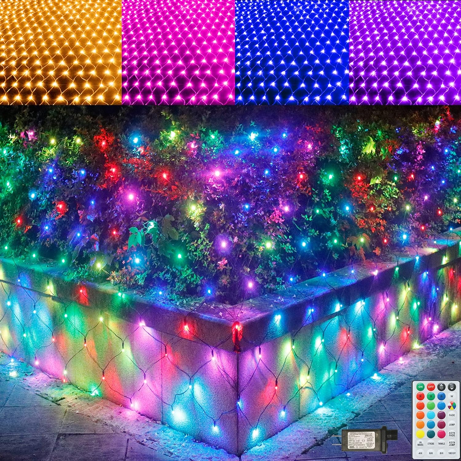 RGB Net Lights, Christmas Color Changing Outdoor LED Mesh Lights, 14.8×4.9 ft 240 LED Christmas Net Light Decorations, Connectable Plug in Waterproof Tree Light Bushes Wedding Garden Halloween Decor RGB Net Lights, Christmas Color Changing Outdoor LED Mesh Lights, 14.8×4.9 ft 240 LED Christmas Net Light Decorations, Connectable Plug in Waterproof Tree Light Bushes Wedding Garden Halloween Decor