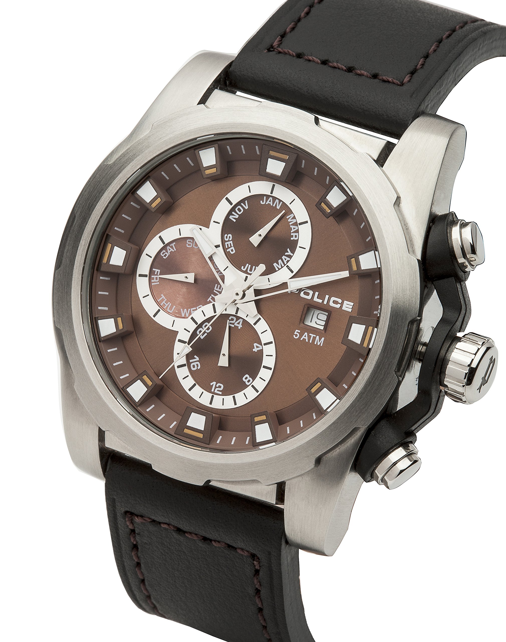 Police Herren-Armbanduhr XL Speedster Analog Quarz Leder PL.13889JPBS/04