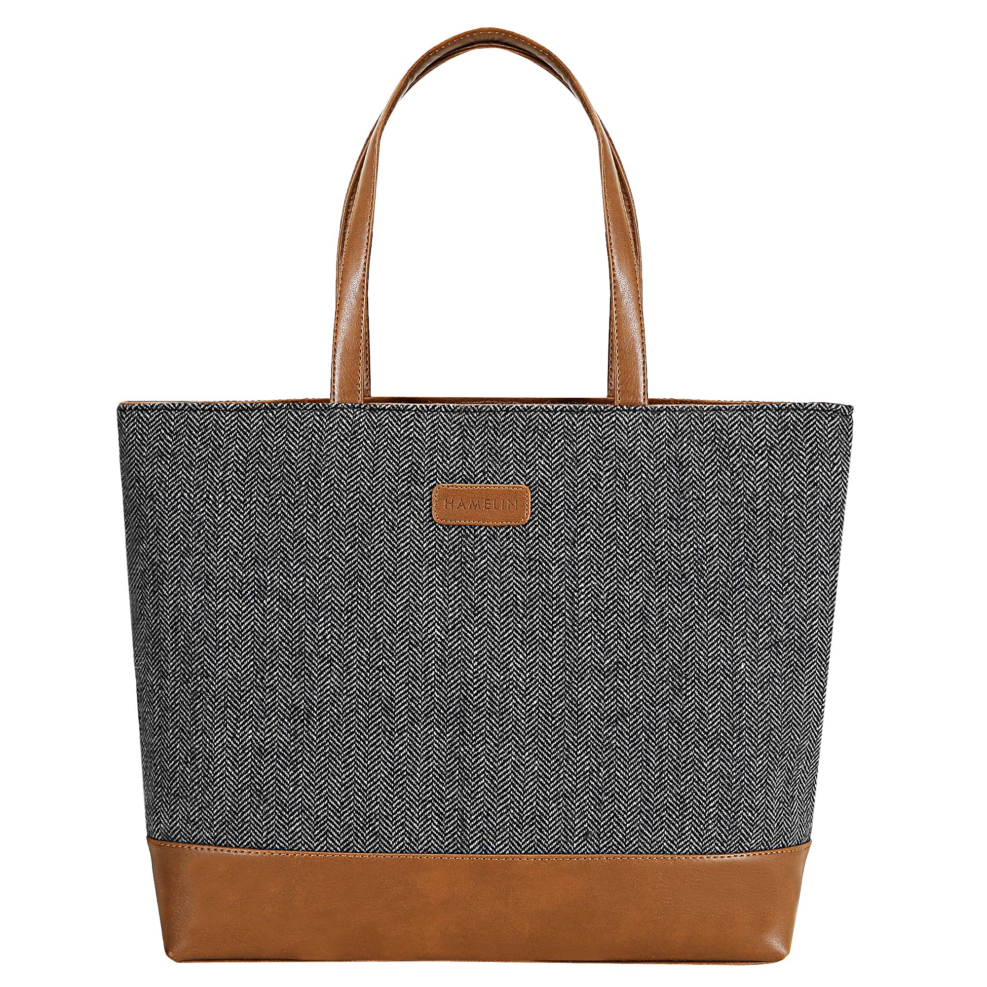 HAMELIN Laptop Tote Bag For 14 Inch Laptops For Women | Vegan Leather Handbag With Shoulder Strap & Zip | Stylish Essentials Ladies Purse For Travel Outing Office Shopping | 15 x 13.5 x 4 Inch | Grey (B0BL6VSGLJ) Amazon Price History, Amazon Price Tracker