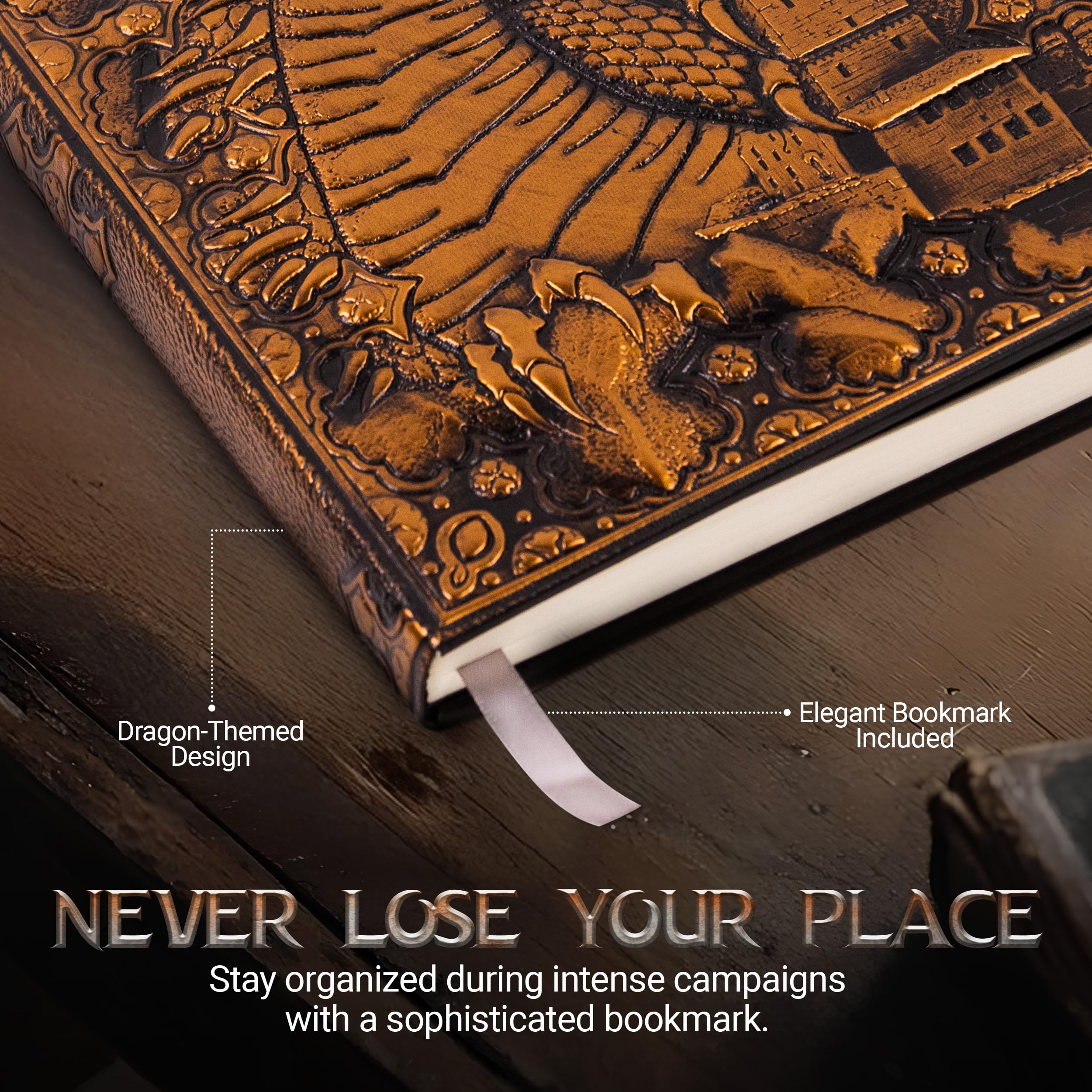 HORNATE DND-Zeichenblätter (200 Seiten A5) – DND-Journal, geprägtes Leder mit Drachenprägung für Dungeons & Dragons, DND-Notizbuch und Kampagnen-Tracker, DND-Charakter-Tagebuch, Geschenk für DM's und