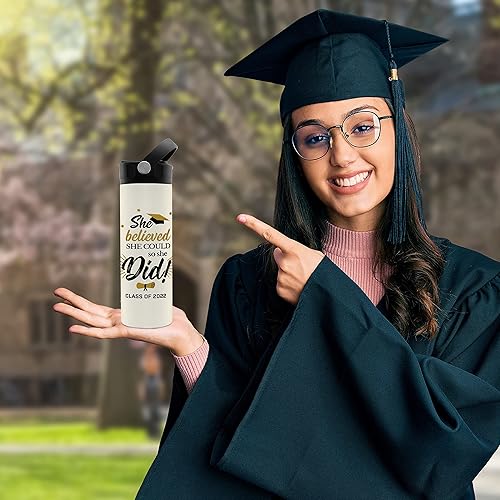 Miniatura 6 de Regalos de graduación para ella, botella de agua de graduación personalizada con tapa con popote, 20 onzas, 8 diseños, regalos de graduación para