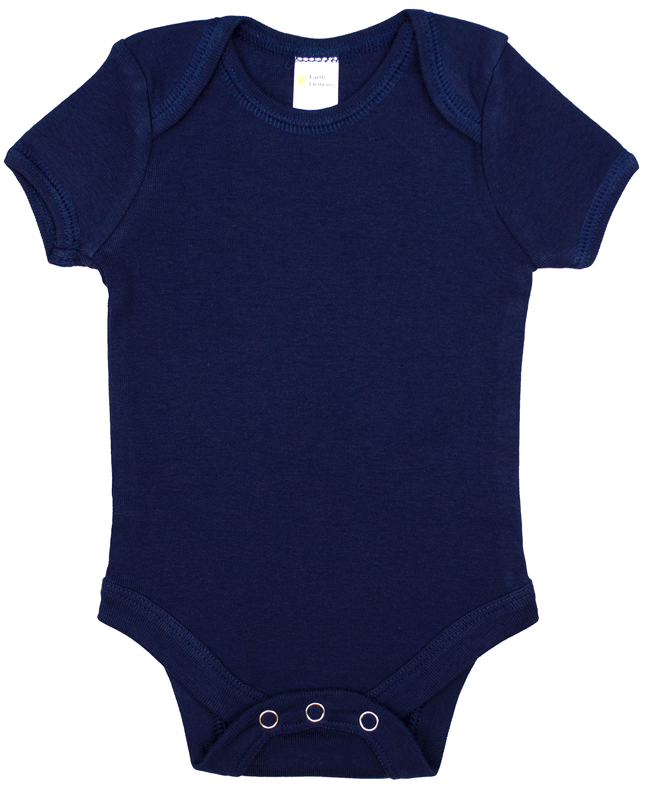 Earth Elements Baby Short Sleeve Bodysuit 3-6 Months Navy Blue