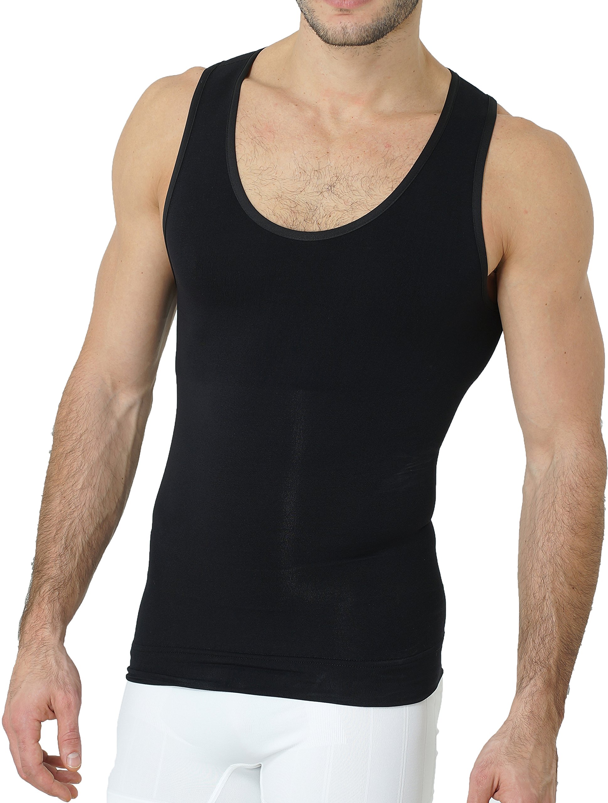 UnsichtBra Shapewear Unterhemd Herren | Bauchweg Unterhemd | Kompressionsshirt/Body Shaper Funktionsshirt | Compression Shirt Slimming – Weiß, Beige, Schwarz