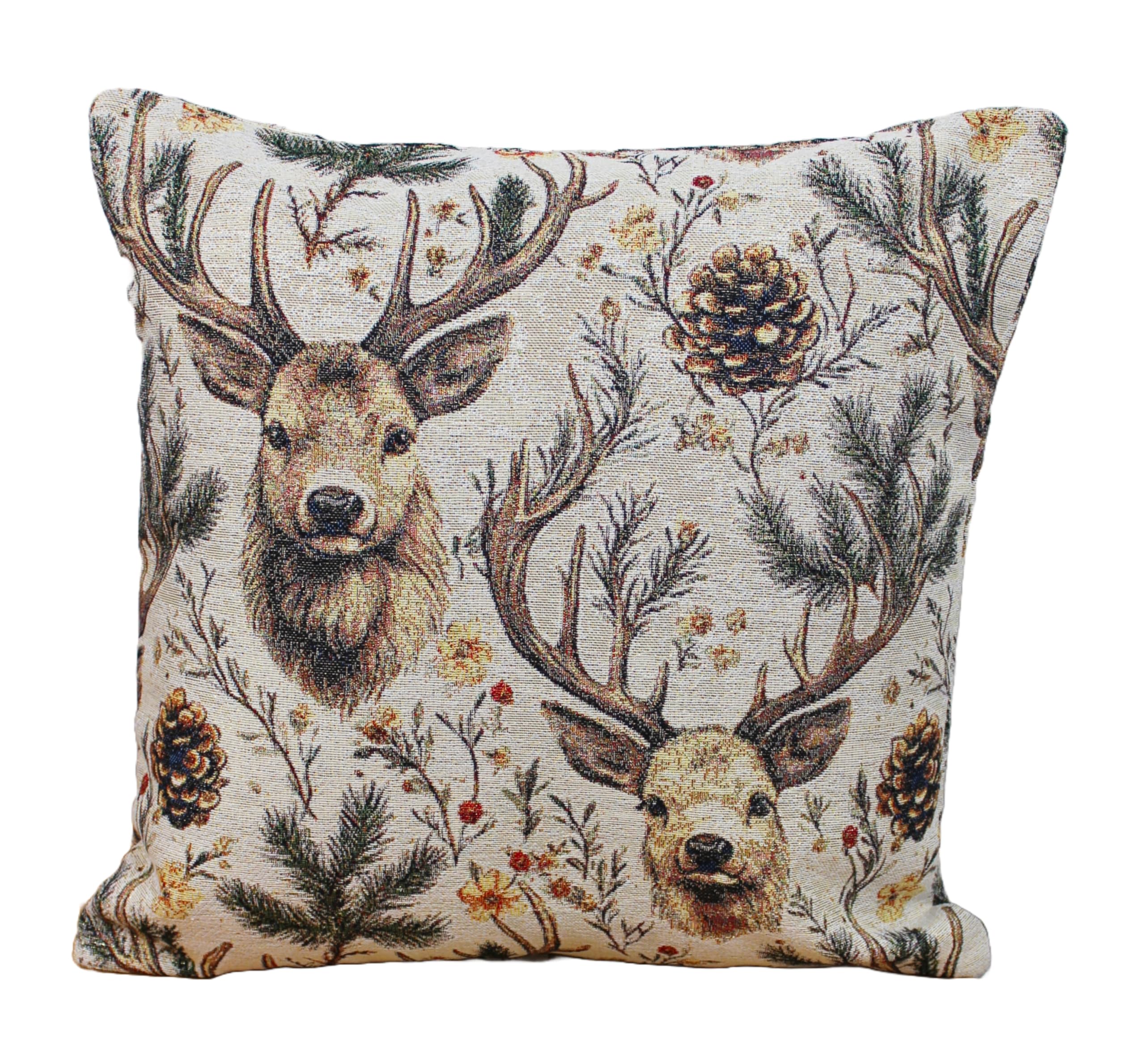 Peggy Wilkins Wollaton Majestic Stags Christmas Tapestry Style Complete Cushion - 45cm x 45cm