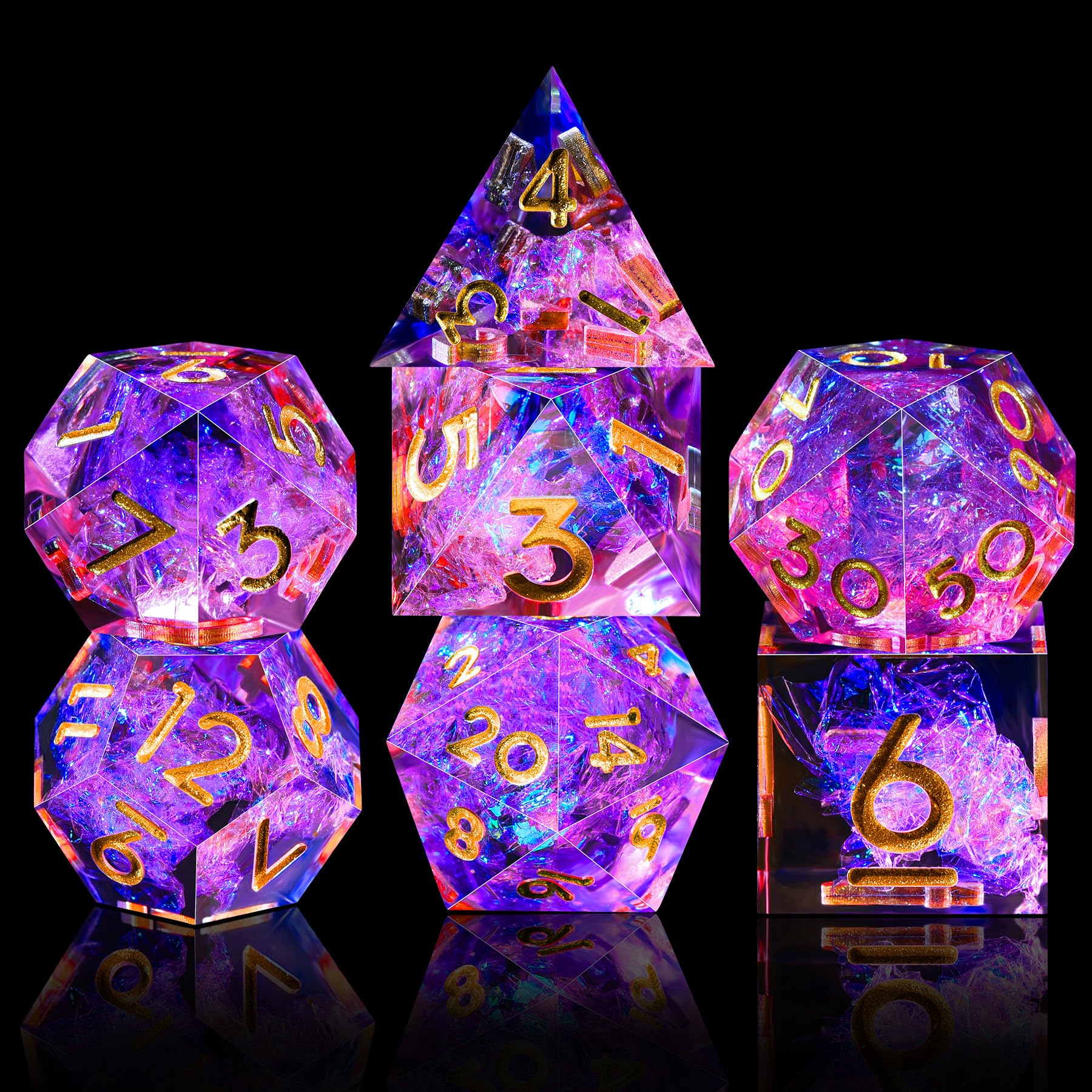 SIQUK 7 Pezzi Dadi Poliedrici Dadi da Gioco Polyhedral Dadi 7-Die DND Dice Set D4 D6 D8 D10 D12 D20 D% per DND RPG MTG Dungeon and Dragons, Pesca & Blu