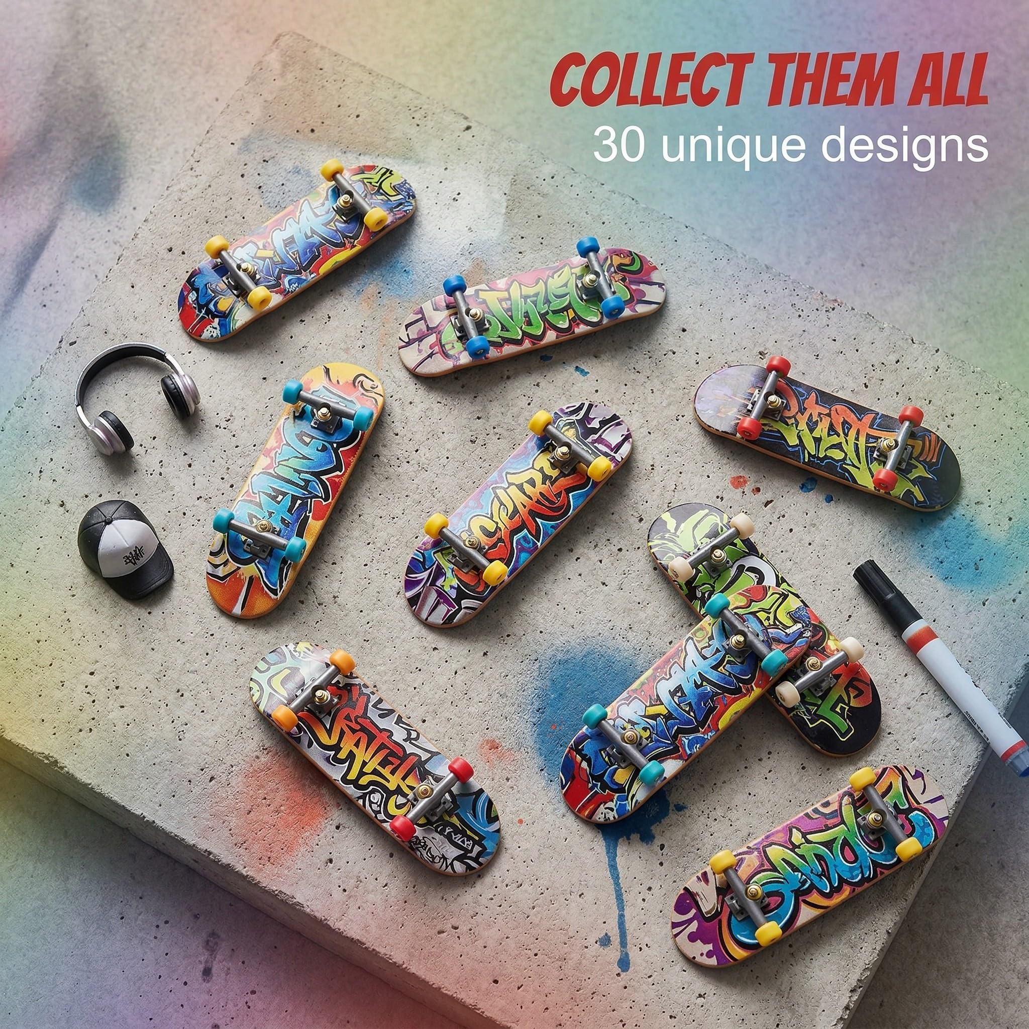 30 Pezzi Finger Mini Skateboard da Dito per Bambini, Giocattolo in Lega, per Giocare o Come Decorazione Regalo per Festa di Bambini Compleanno
