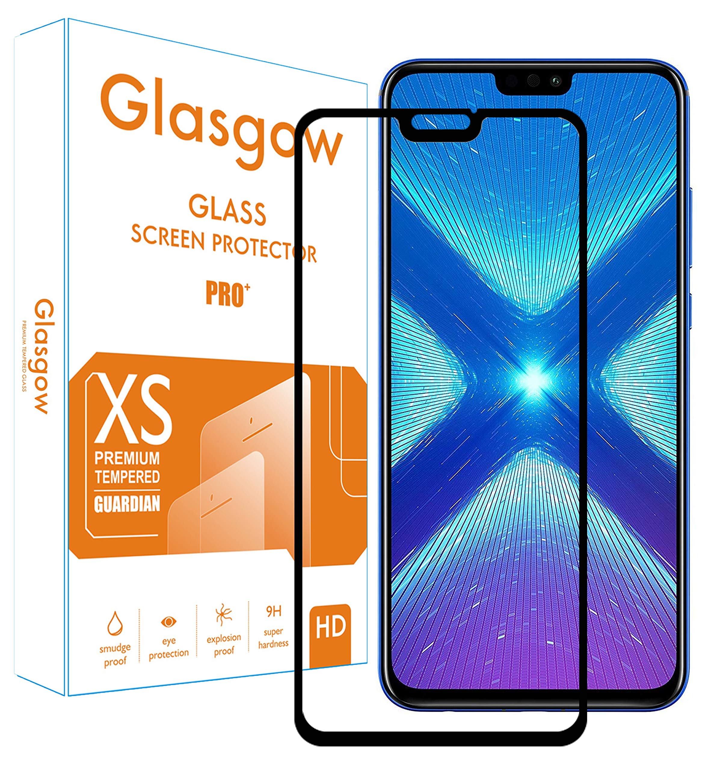 Glasgow Screen Protector for Honor 8X [Tempered Glass Guard with Edge to Edge Protection] [Gorilla] [Full Coverage] Easy Installation [Anti FingerPrint] - Black (B07WVDMQJX) Amazon Price History, Amazon Price Tracker
