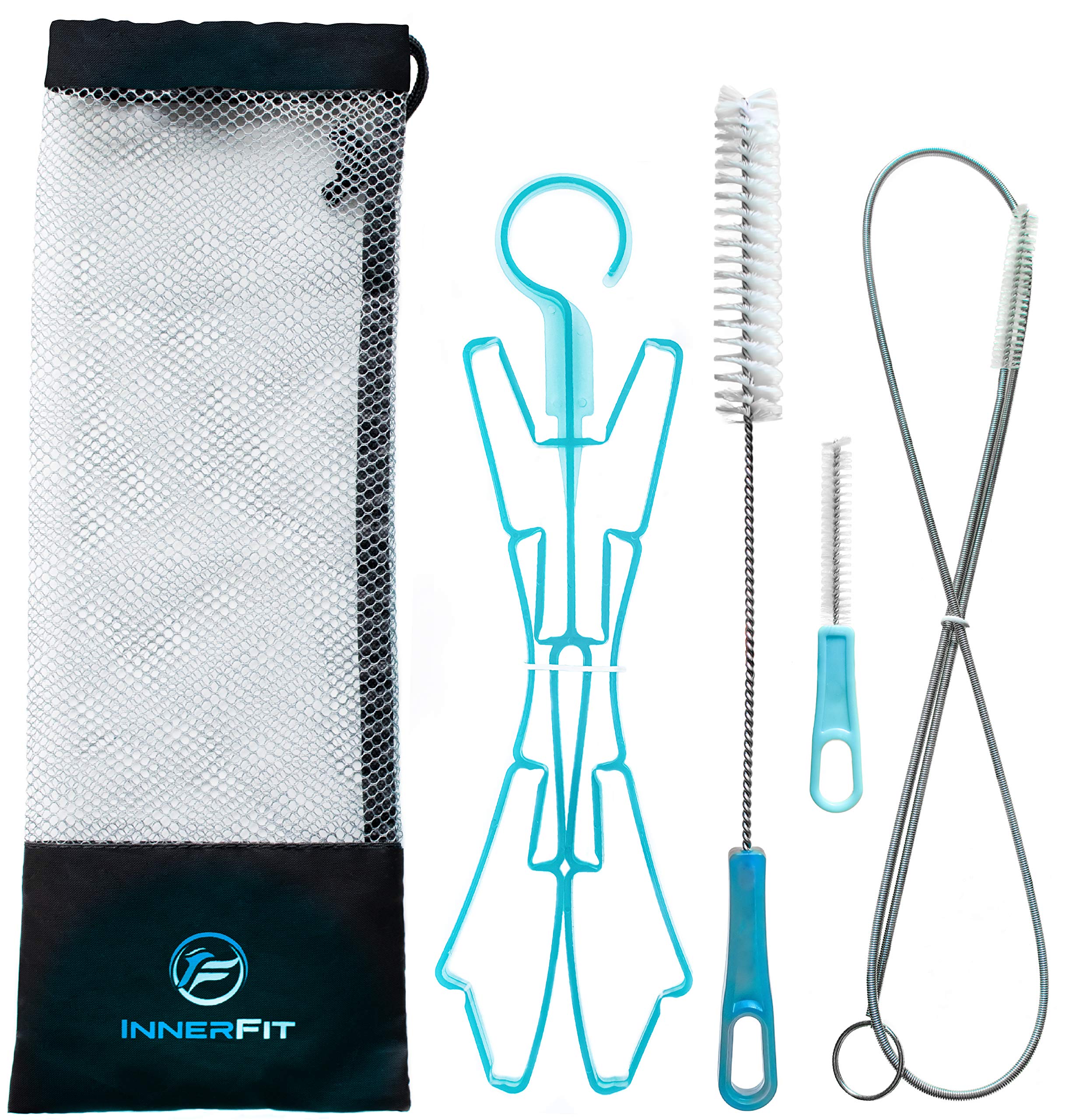 InnerFit Hydration Bladder Cleaning Kit - 5 in 1 Water Bladder Cleaning Kit - 3 Brushes - 1 Collapsible Frame - 1 Carrying Pouch