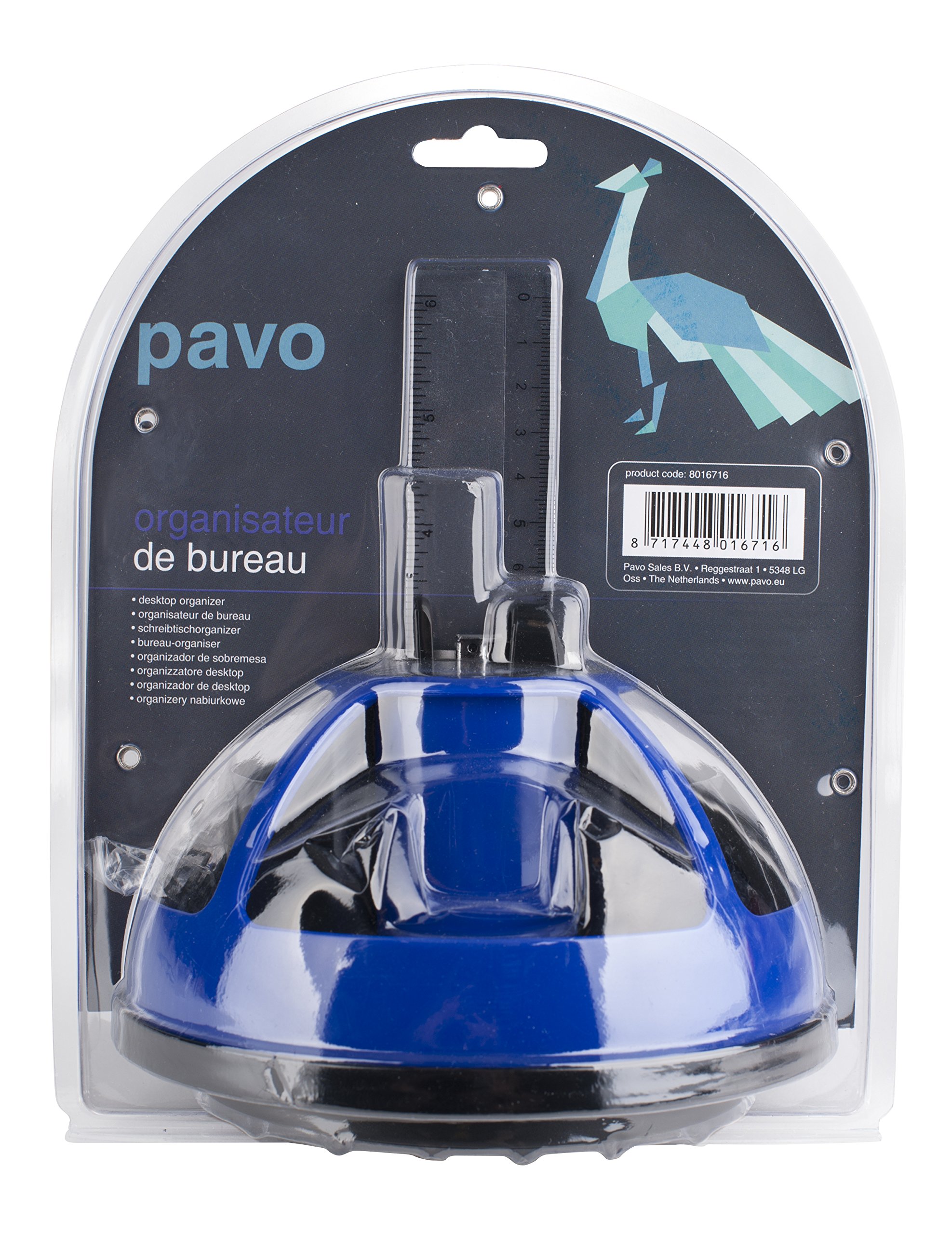 PAVO Premium Rotating Desk Organiser Kit with Stationery Set - Blue/Black - Image 4