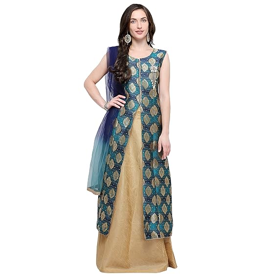 Buy Mmoc Women S Jacquard Fabric Jacquard Weaving Sleeveless Stitched Casual Long Gown With Ghagra And Dupatta Color Green At Amazon In Buy Mmoc Women S Jacquard Fabric Jacquard Weaving Sleeveless Stitched Casual Long Gown With Ghagra And Dupatta Color Green At Amazon In