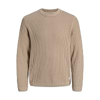 JACK & JONES Jjedover Knit Crew Neck SN, Raggio di Luna