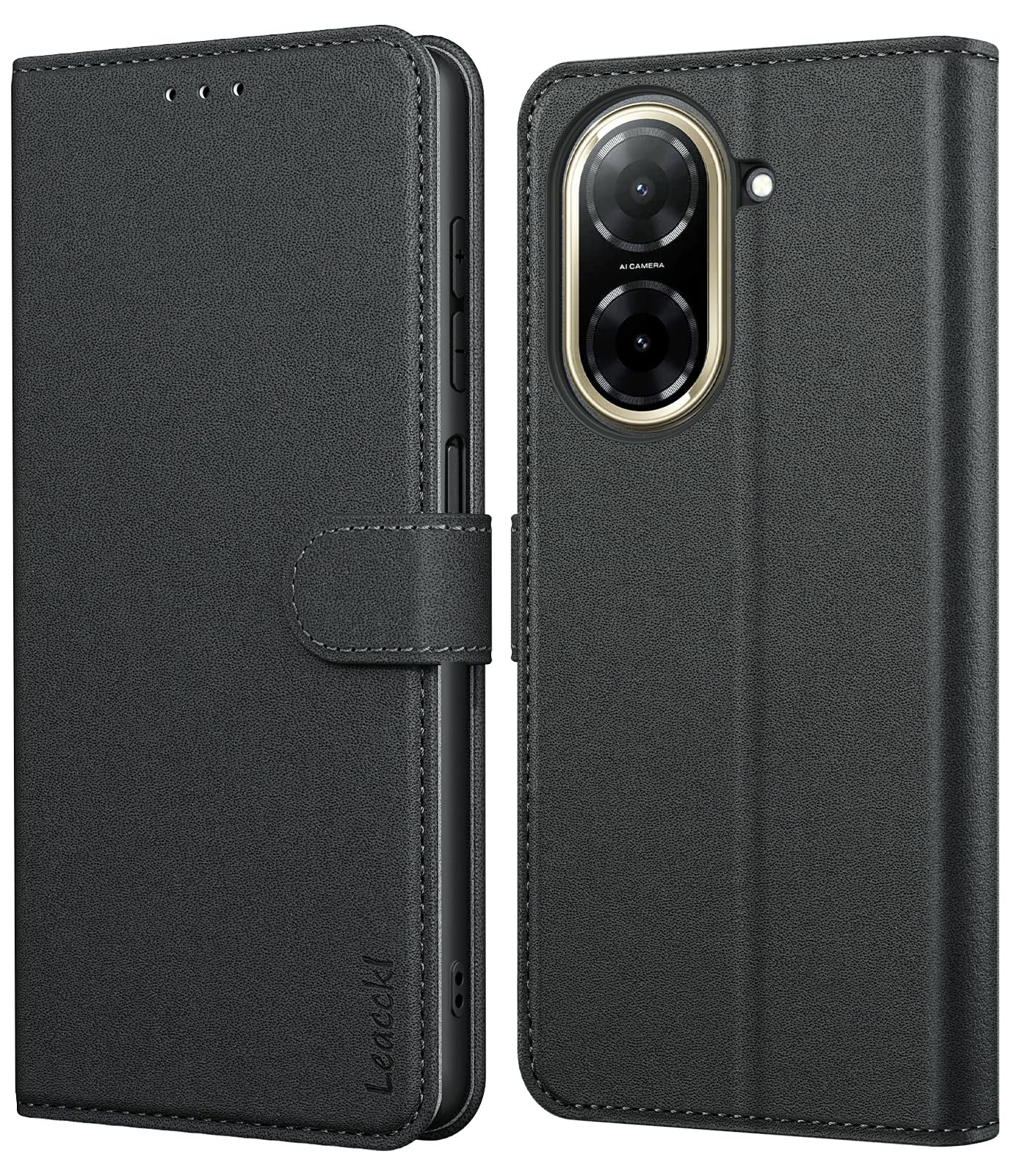 FHSYCR Coque Pour Xiaomi Redmi 15C 4G/5G Avec 1 Pièces Verre Trempé Protection, Premium PU Cuir Multifonction Magnétique Portefeuille à Rabat Flip