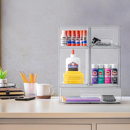 Miniatura 2 de Sorbus Contenedores de almacenamiento de acrílico, paquete de 5, juego de contenedores de almacenamiento apilables para organización del baño,