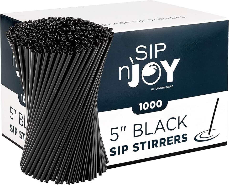 Black plastic coffee stirrer sticks