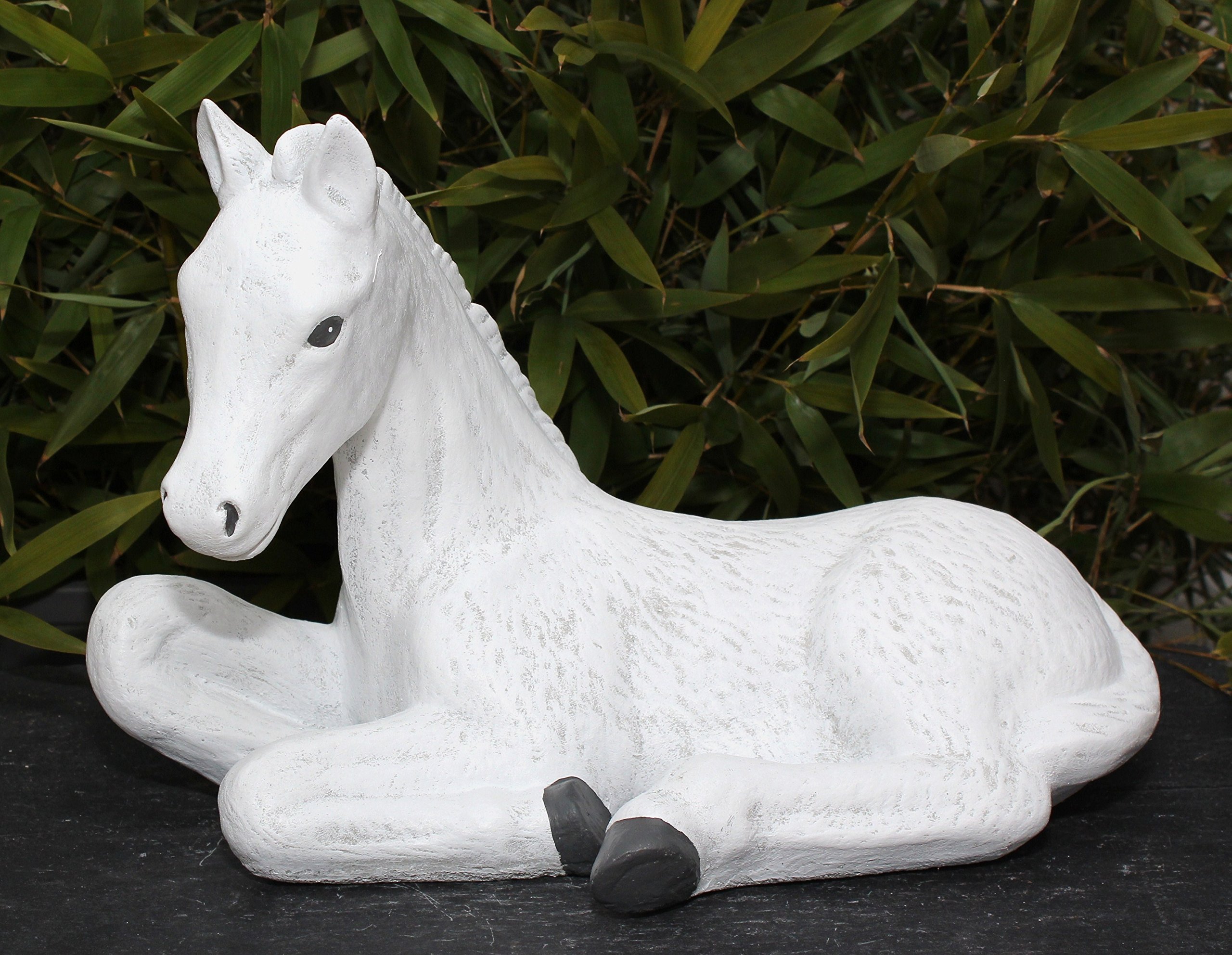 Tiefes Handicraft Garden ornament Horse, Cast stone, Antique white