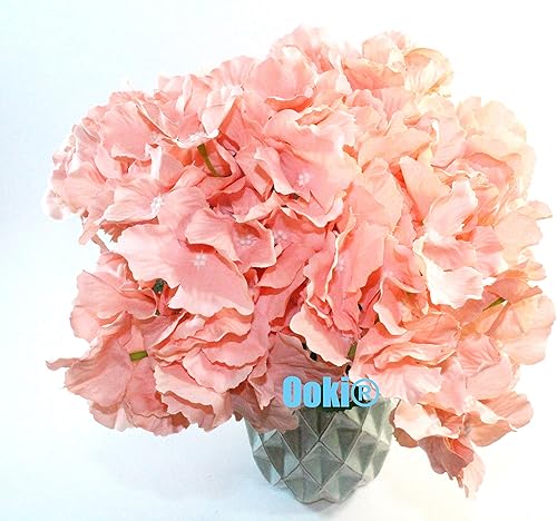 Miniatura 15 de Ooki Ramo de flores artificiales de hortensias de 7 ramas, tallo de arbusto, exhibición floral de jardín, festones decorativos (violeta)