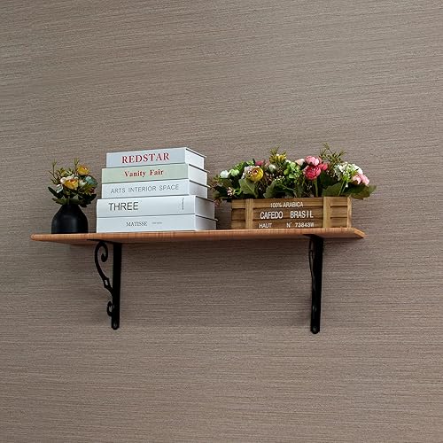 Miniatura 6 de ICOOL Paquete de 6 soportes decorativos de 8 pulgadas, soportes flotantes de pared resistentes para el hogar, almacén, garaje, granja, en forma de