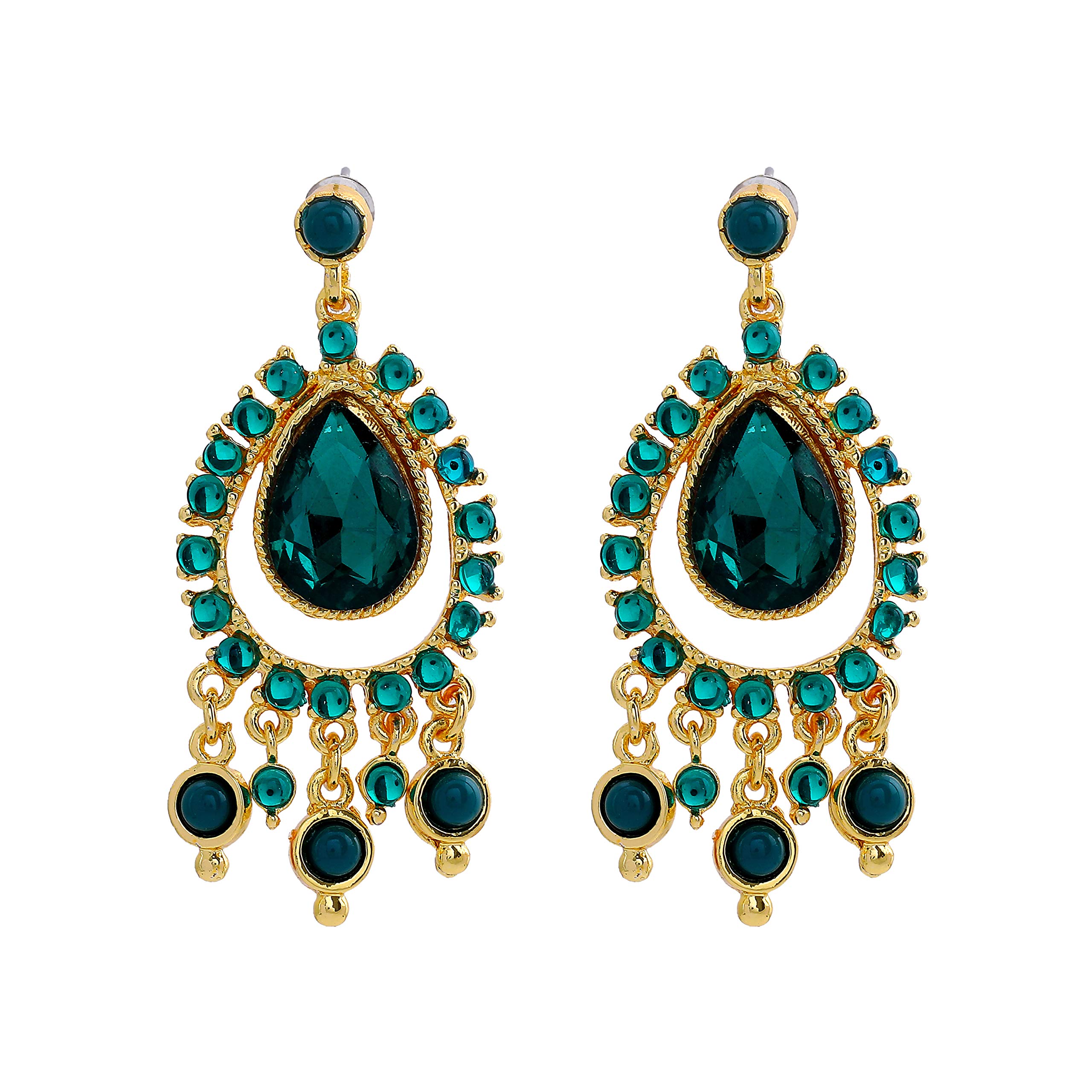 Estele Gold Tone Green pear chandelier Dangle Earrings For womens (B08KX5974C) Amazon Price History, Amazon Price Tracker