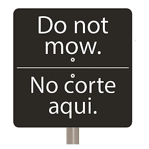 Do Not Mow Bilingual Garden Sign with Stake Cover