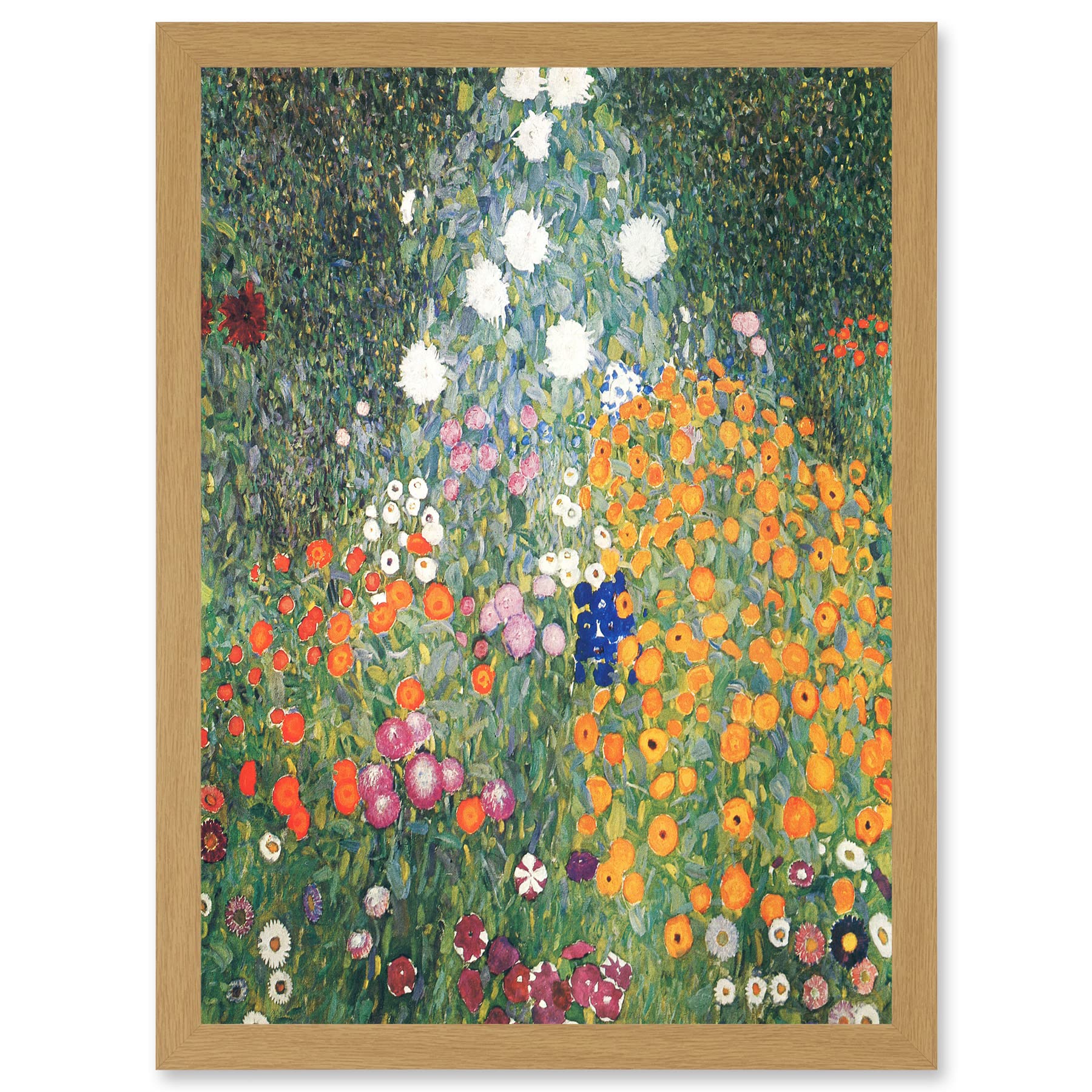 Artery8 Gustav Klimt Flower Garden 1907 Art Nouveau Floral Home Painting A4 Artwork Framed Wall Art Print