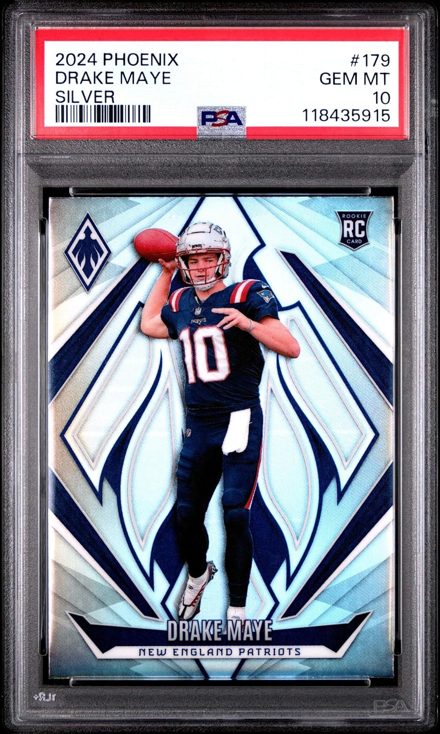 Graded 2024 Panini Phoenix Drake Maye #179 Silver Rookie RC Football Card PSA 10 Gem Mint