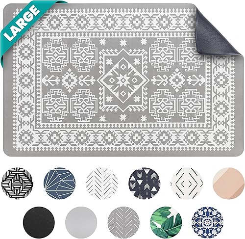 Miniatura 10 de NALALAS Tapete grande para alimentos y agua, tapete de alimentación para gatos Tapete grande impermeable para perros Tapete antideslizante