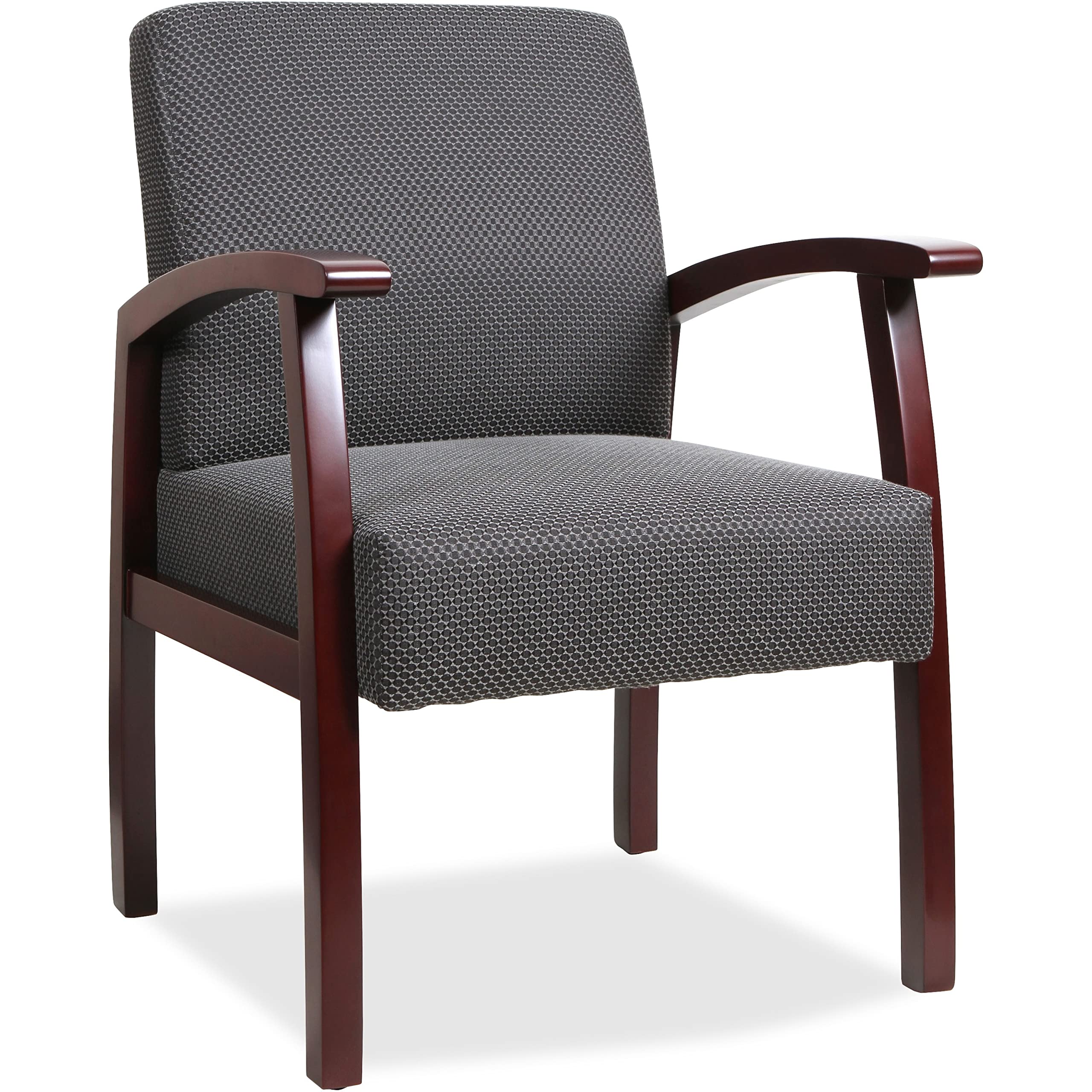 Lorell 68551 Guest Chairs, 24-Inch x25-Inch x35-1/2-Inch, Charcoal/Mahogany Frame