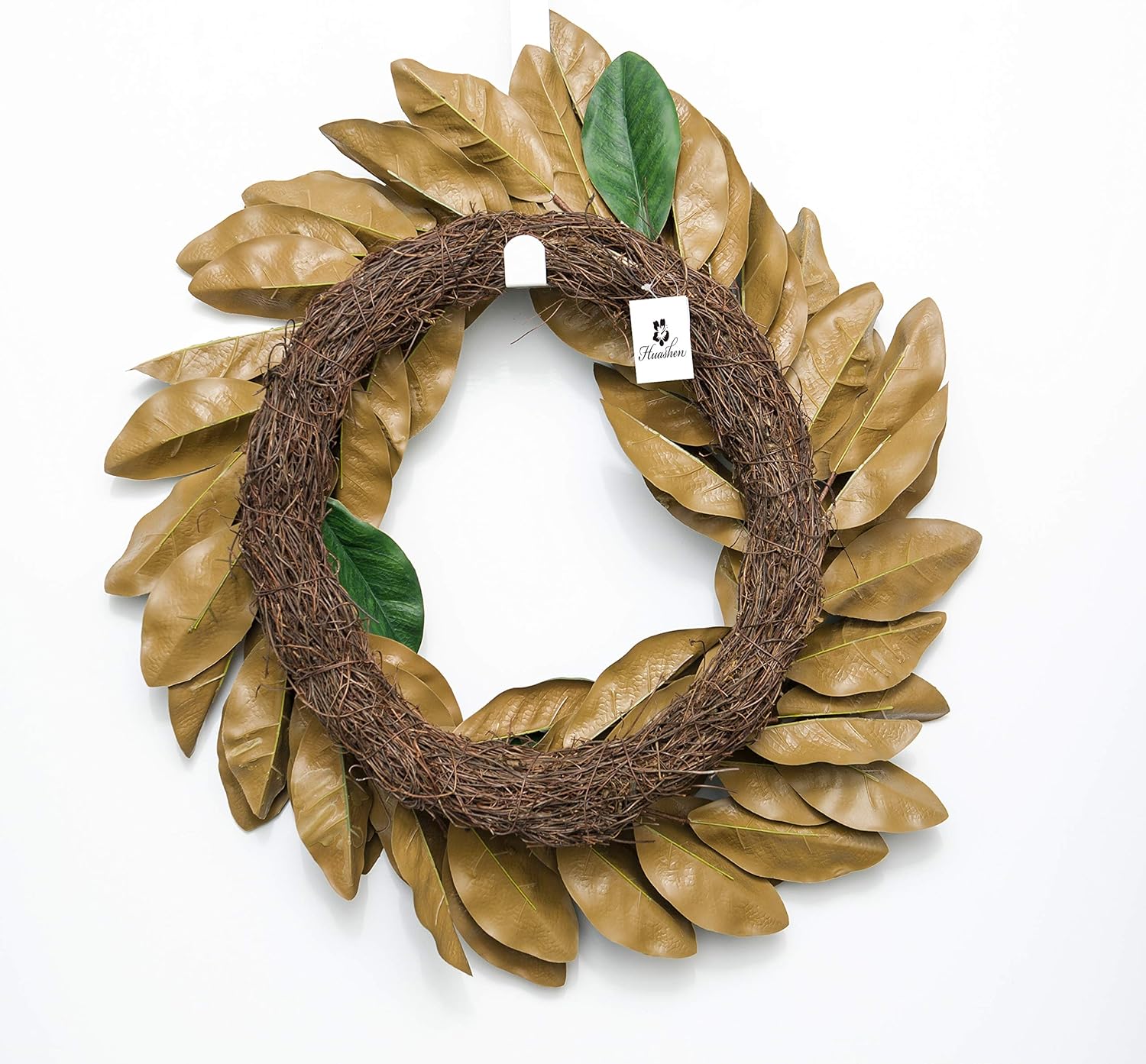 Exсluѕіvе Sресіаl Huashen Spring Magnolia Large Wreath, Green PU Leaf on Grapevine Farmhouse 24 inch for Everyday Indoor, Front Door Nеw Arrіvаlѕ Huashen Spring Magnolia Large Wreath, Green PU Leaf on Grapevine Farmhouse 24 inch for Everyday Indoor, Front Door