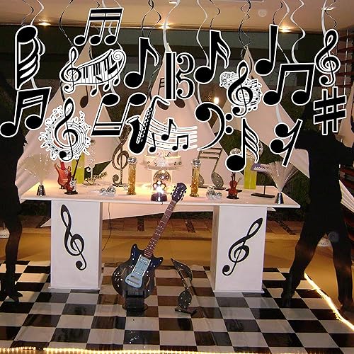 Miniatura 9 de Notas musicales colgantes espirales musicales para fiesta de cumpleaños, decoración de notas musicales, piano, música, fiesta, espiral, recortado,