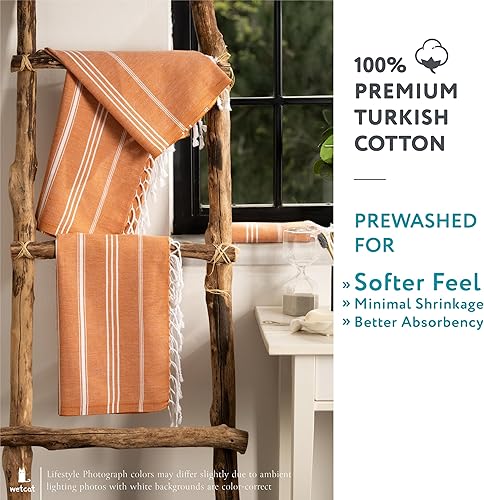 Miniatura 3 de WETCAT Juego de 2 toallas de mano turcas con lazo para colgar (20 x 30), 100% algodón, suaves, toallas de cocina bohemias prelavadas, toallas de
