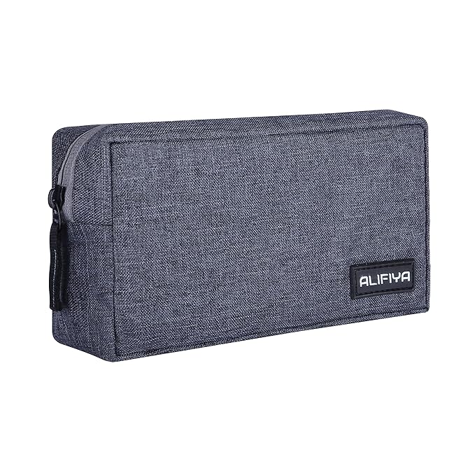 Alifiya Polyester Gadget Charger Pouch / Travel Organizer Pouch for Cables / Hard Disk / Charger (Grey)