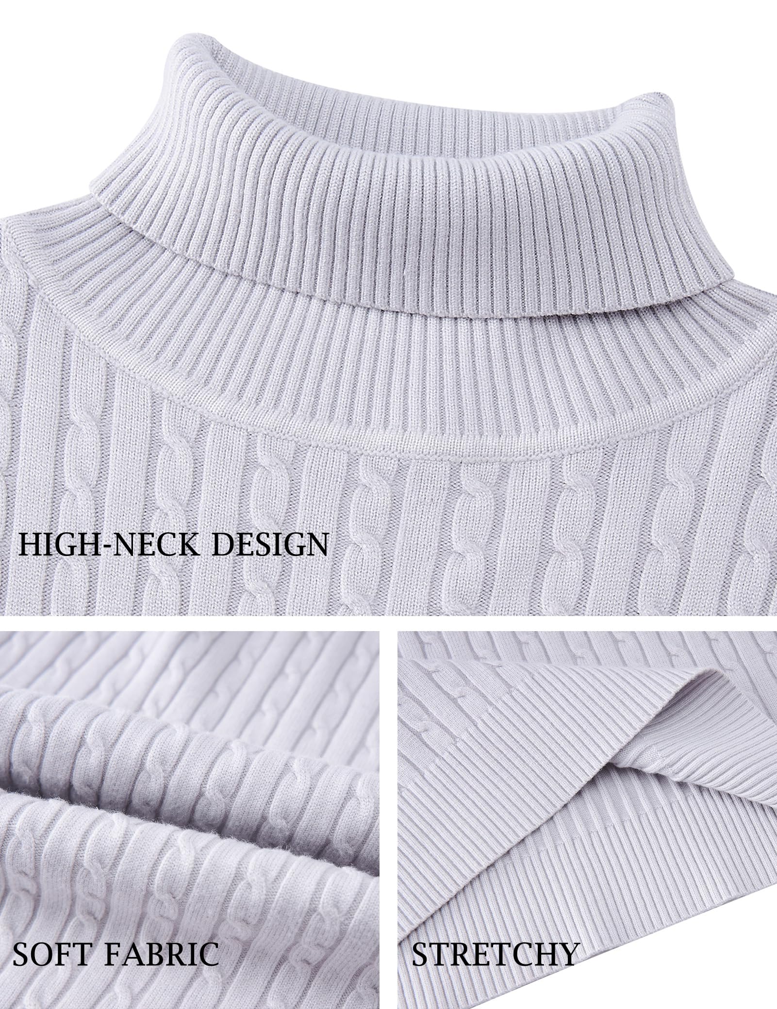 AIDEAONE Maglione Dolcevita da Uomo Maglione Casual a Costine Slim Fit a Maglia Collo Alto Pullover Dolcevita