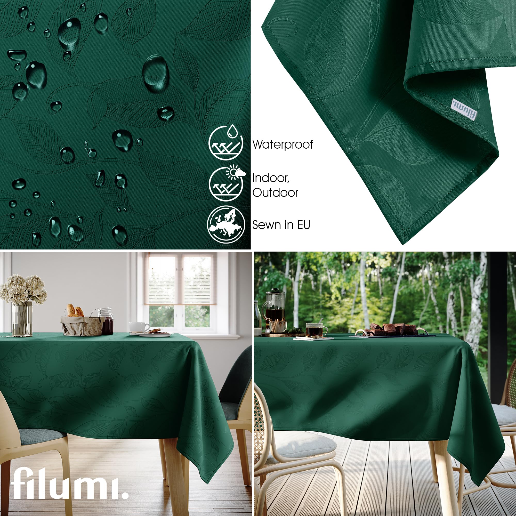 Mantel Antimanchas 140x200 cm Ovalado Verde Interiores Comedor Salon Manteles para Exterior y Jardin Mantel Navidad Amalu
