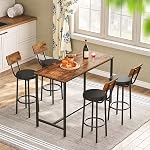 HOOBRO Bar Table, 120 cm Rectangular Dining Table, Bar Height Table for Living Room, Dining Room, Kitchen, Adjustable Feet, Sturdy Metal Frame, Industrial Design, Easy Assembly, Rustic Brown BF50BT01