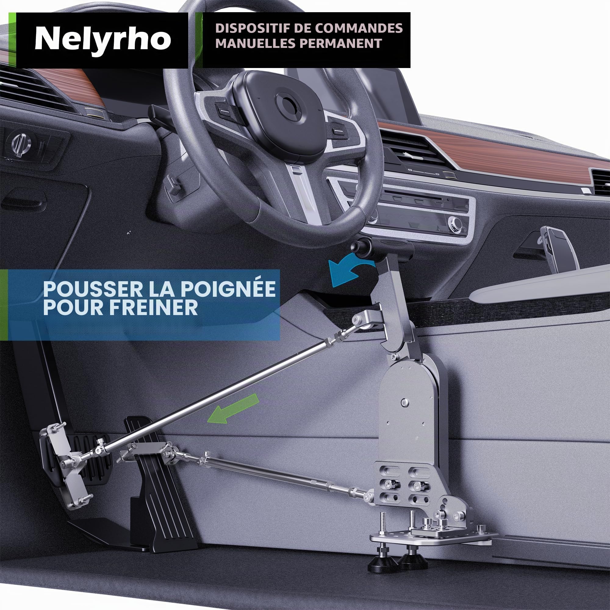 Commandes manuelles pour conducteurs handicapés, blessés ou à mobilité réduite, dispositif d'assistance pour pédales de frein et d'accélérateur, conçu pour les conducteurs blessés ou à mobilité