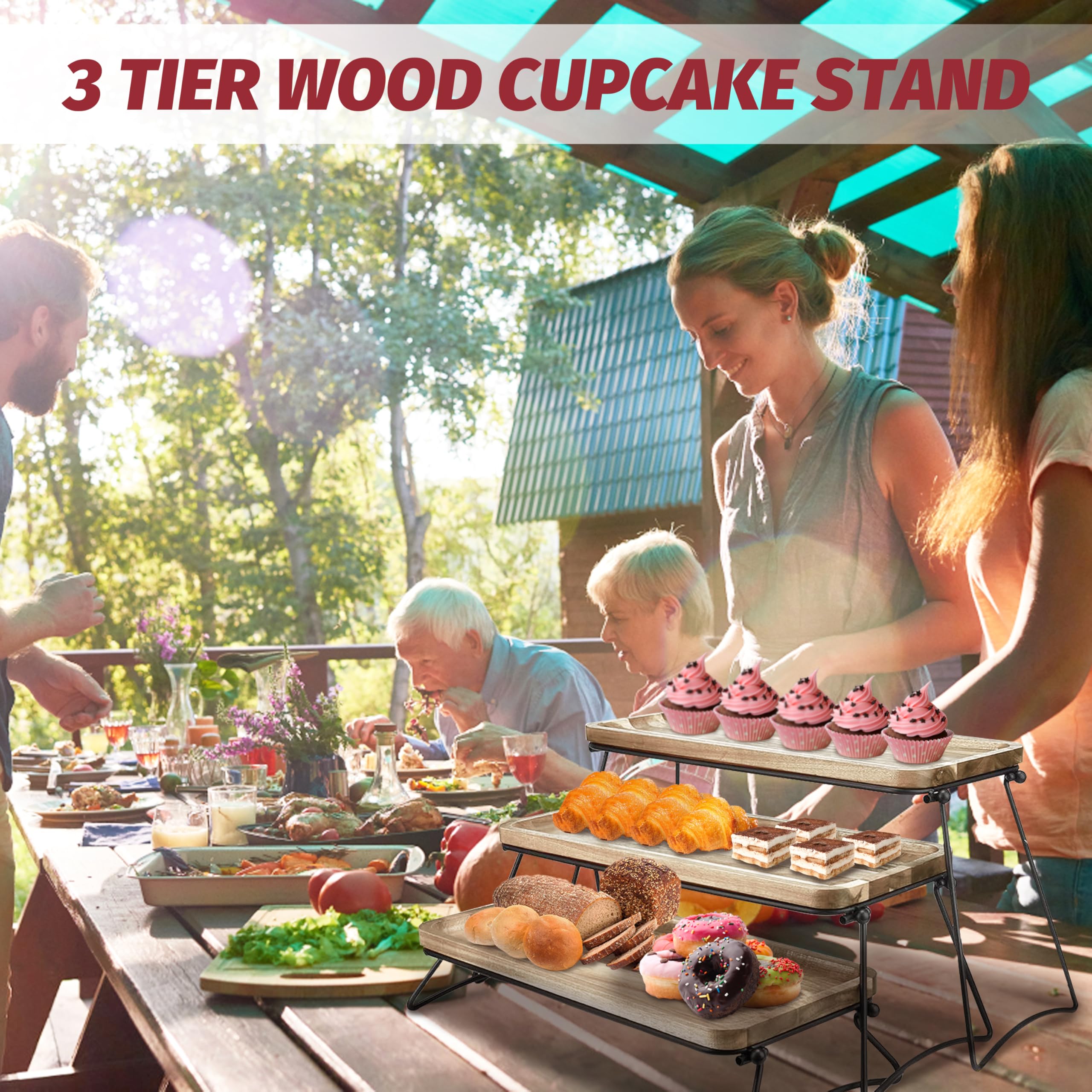 Aazon.co: KAQAHIDO 17" X 8" X 1.5" Black Serving Tray Set, Wave Edge Elaine Platters For - View #7