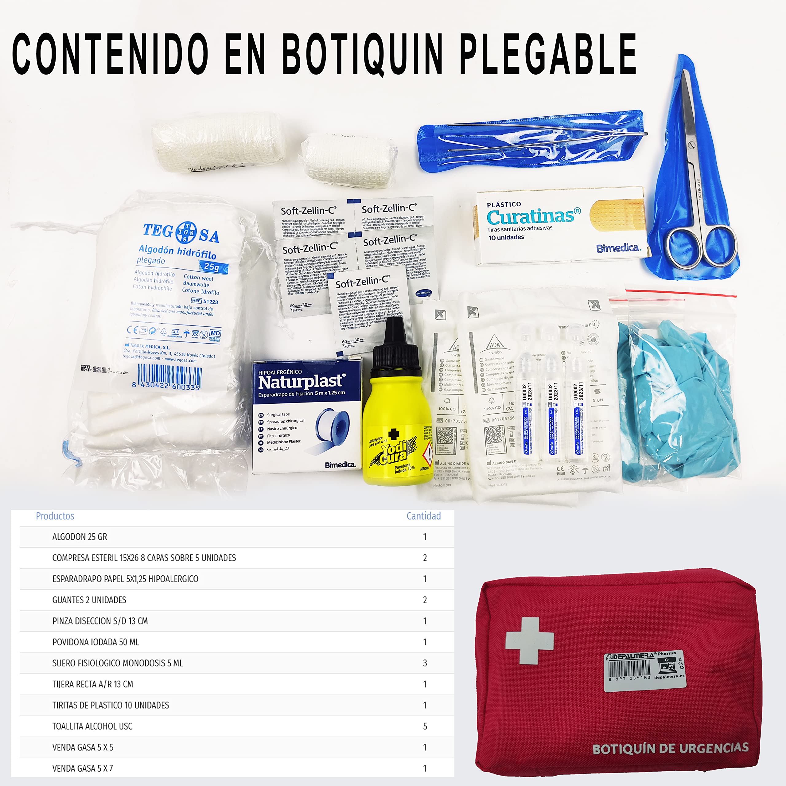 Pharma Botiquín Primeros Auxilios Neceser Extensible Completo Emergencia Homologado Rojo