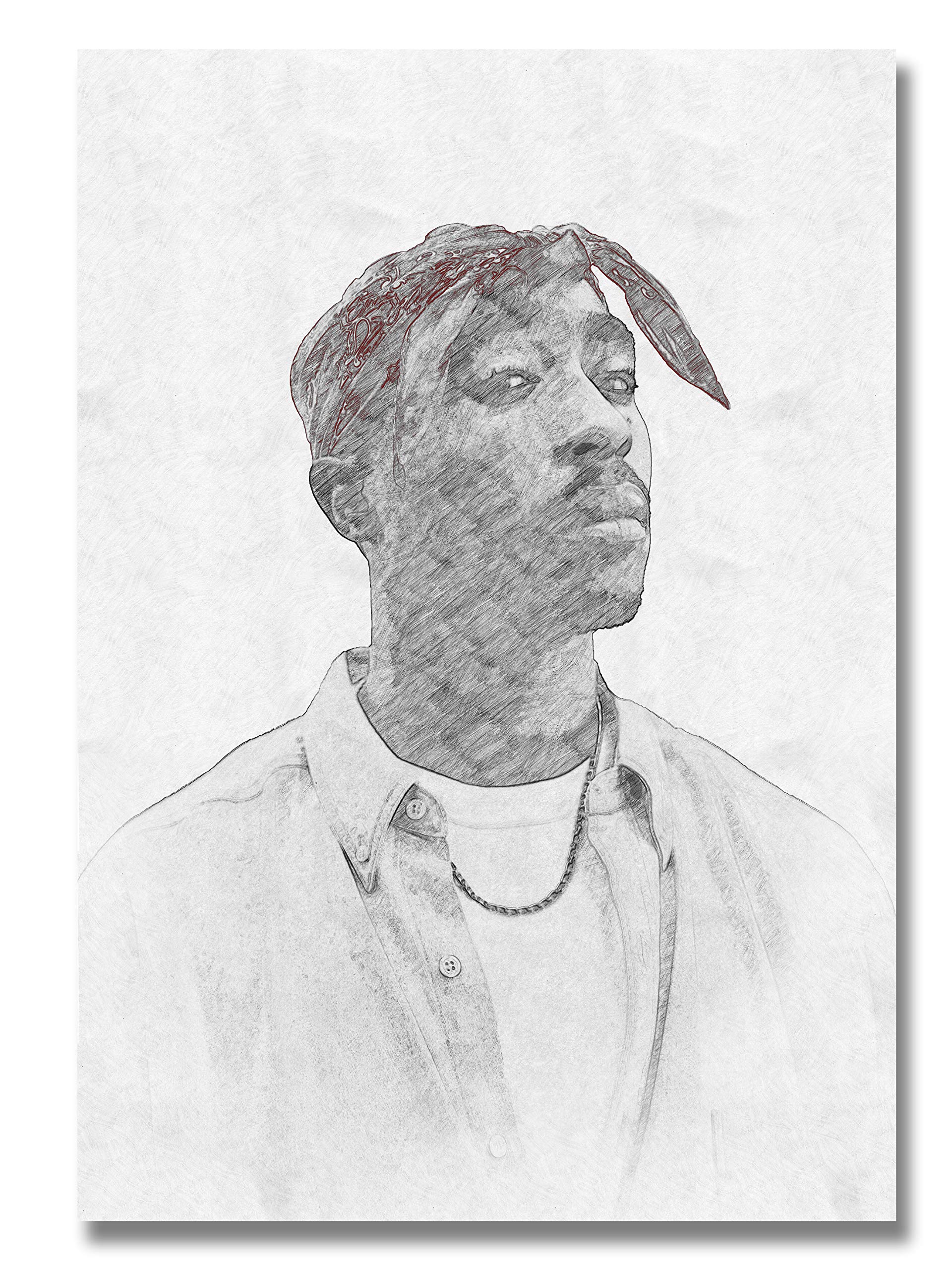 Ay Arts | 2Pac Poster [Limited Edition] - High-Quality Drawing by Tupac Shakur (59.4 x 84 cm) | Black White Pencil Poster - Hip Hop Rap