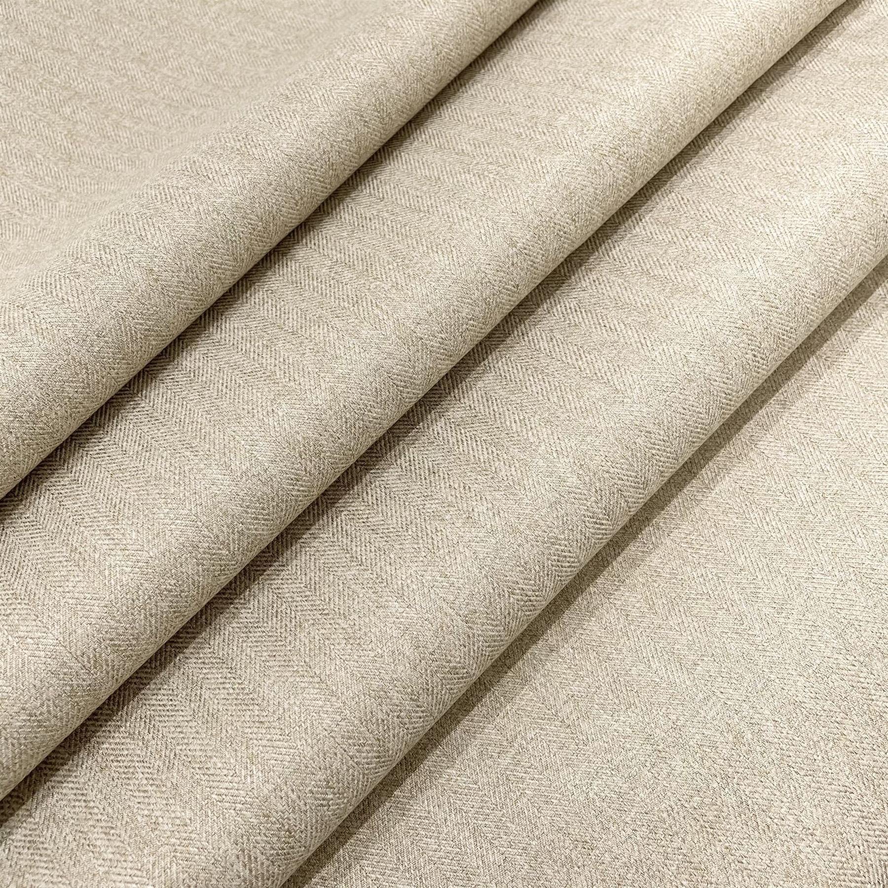 Luxury Tweed Faux Wool, Fire Retardant, Chevron Herringbone Upholstery Fabric, 140cm Wide, Sold by The Metre (Cream)