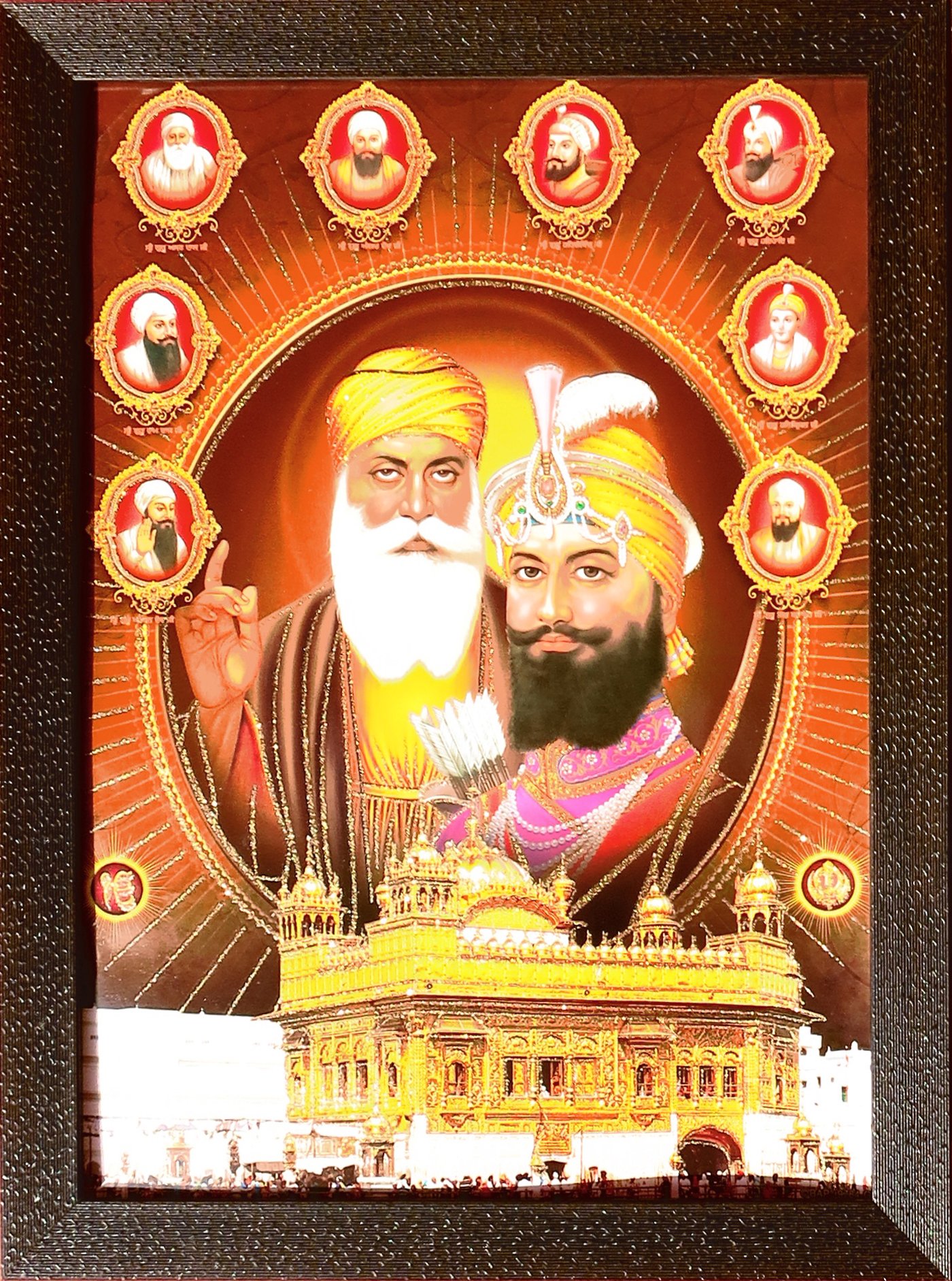 Buy Sikh Lord GuruNanak Dev Ji and Guru Gobind singh ji with 8 other sikh gurus outside Golden