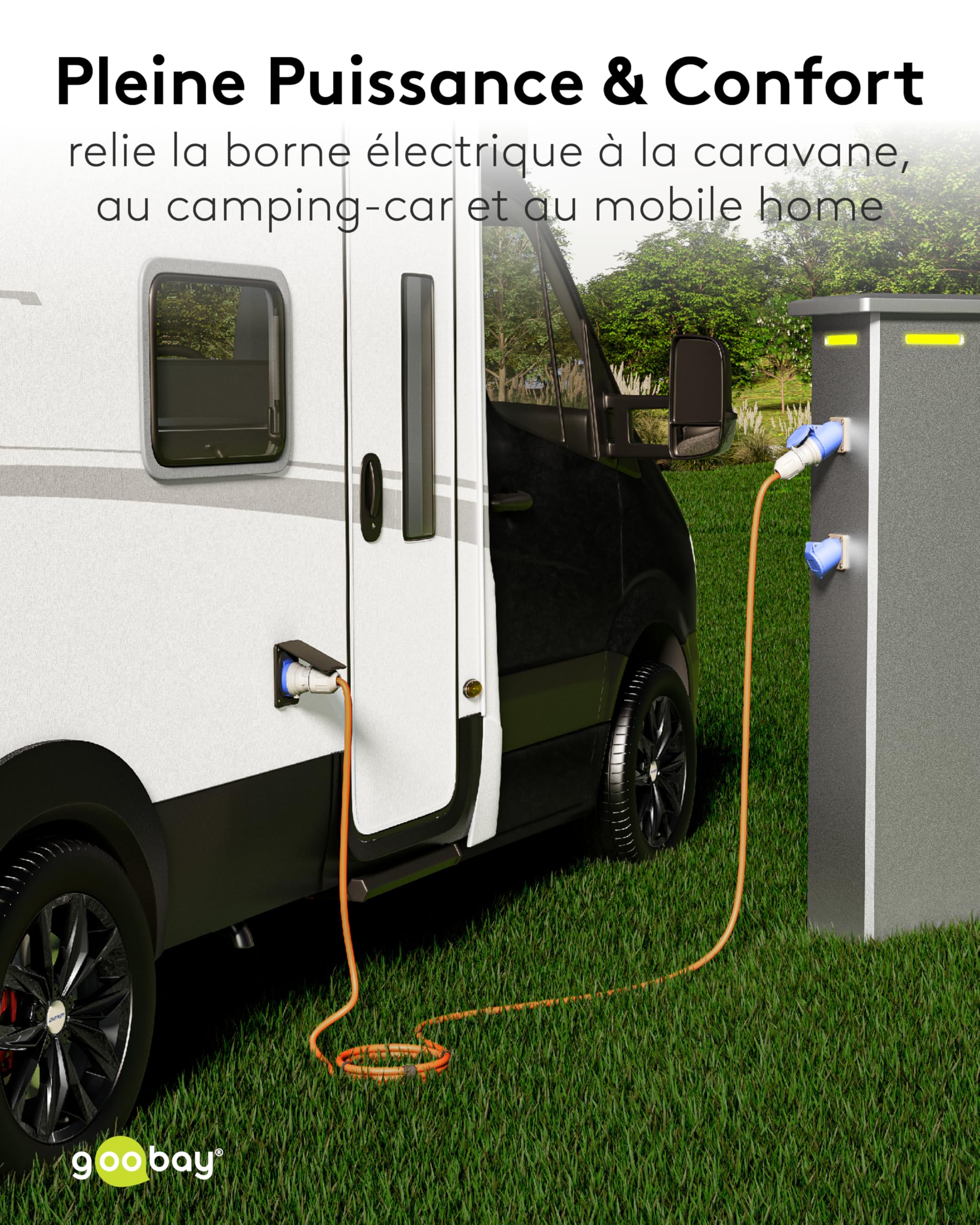 goobay Rallonge CEE pour Caravane 5 m Prise CEE vers Prise CEE avec Capuchon de Fermeture IP44 Câble pour Camping, Camping-Car et Caravane - 76228
