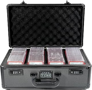 Card Titan Slab Safe 4 Row - Lockable Premium Graded Trading Card Storage Case - Holds up to 144 PSA Graded Card Slabs - Sports Card Case with Laser Cut Foam Interior