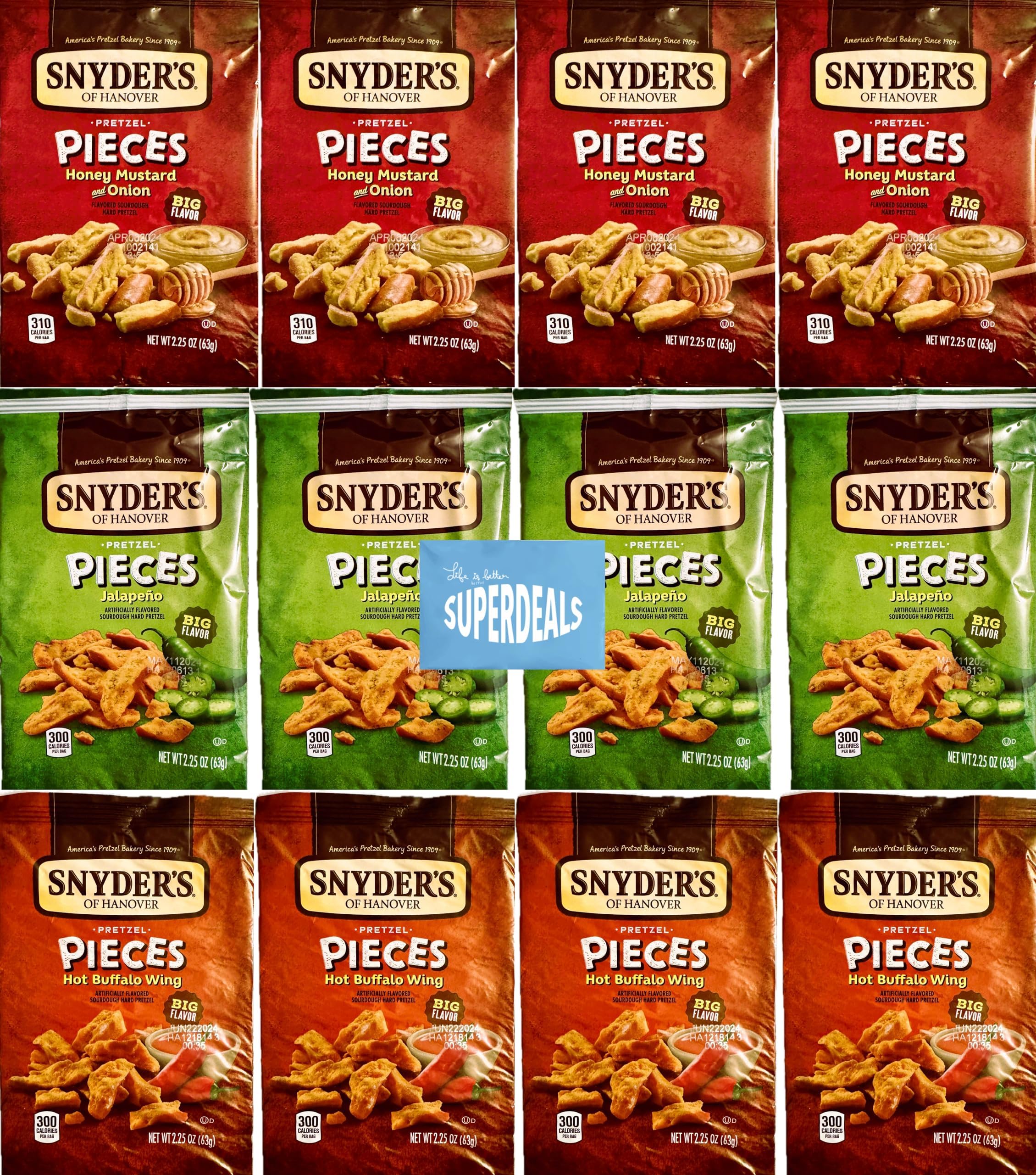 4 Honey Mustard and Onion, 4 Jalapeno, 4 Hot Buffalo Wing