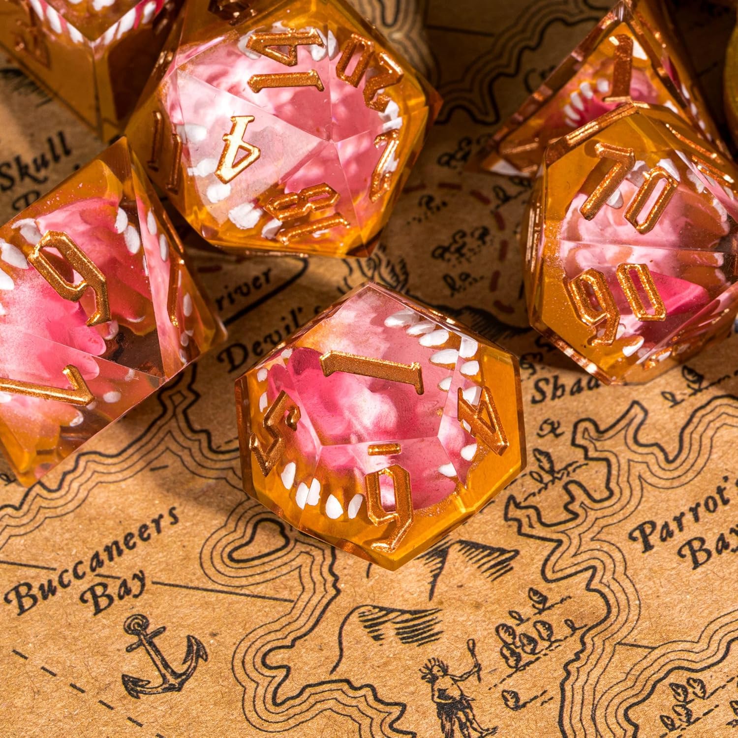 7PCS Tooth Monster Dice Set,Handmade Sharp Edge Dice Set D&D RPG Polyhedral Die,for Dungeons and Dragons TTRPG Games Roleplaying Games Pathfinder,with Gift Box